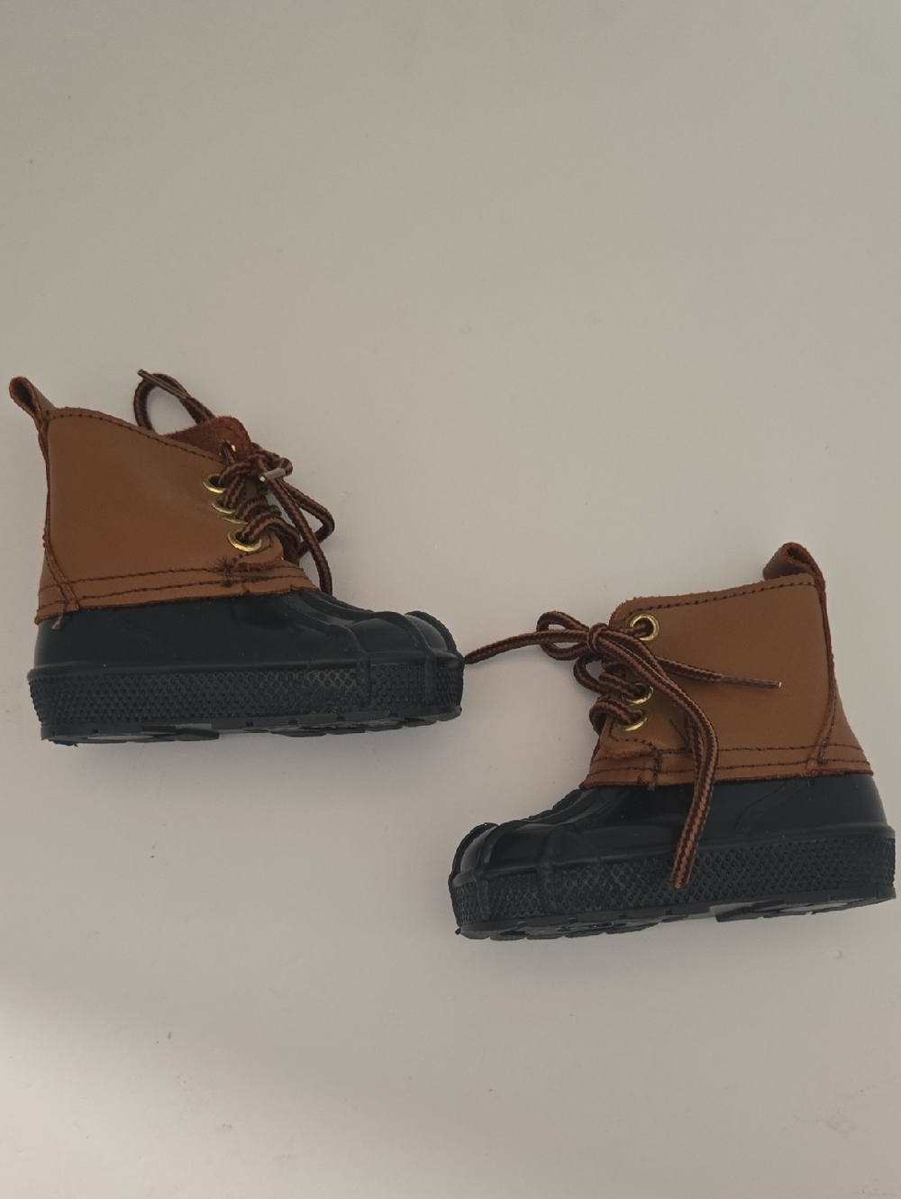 Kids Brown and Black Lace-Up Duck Boot Sneakers